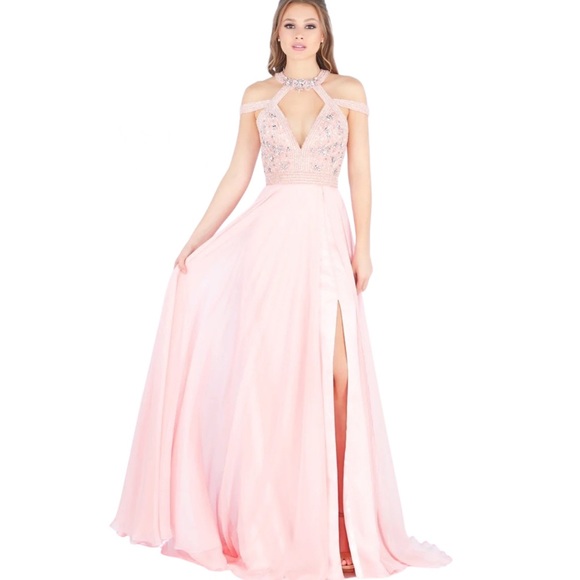 Mac Duggal Dresses & Skirts - Mac Duggal Gala Prom Black Tie Red Carpet Halter Gown in Blush Pink 66879M
